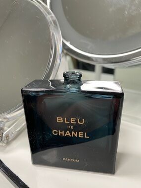 CHANEL Bleu de Chanel Parfum Bottle - Deep Teal with Gold Lettering